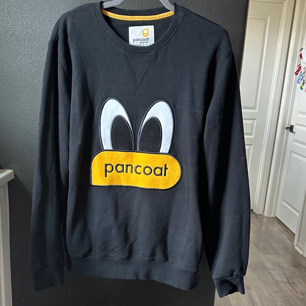 Korean Pamcoat Black Crewneck Sweater with Logo
